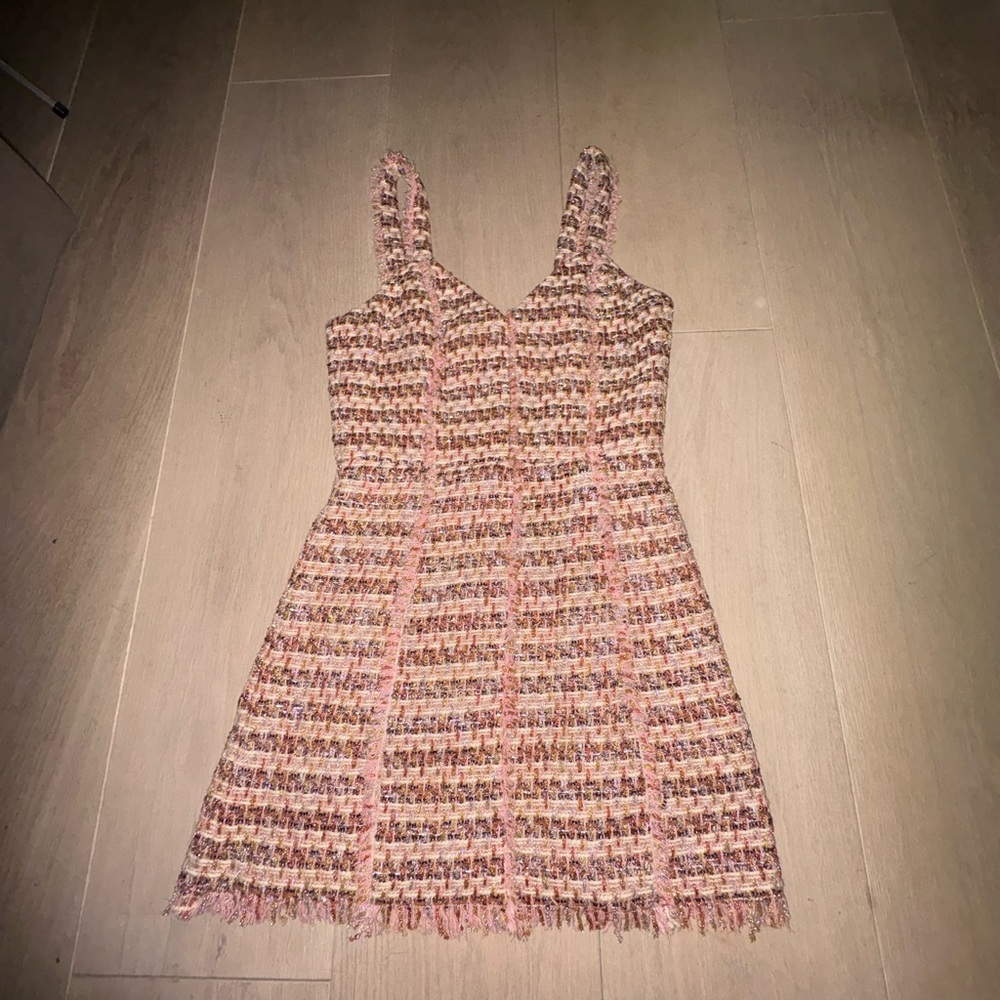 Ramy Brook Pink and Brown Tweed Mini Dress